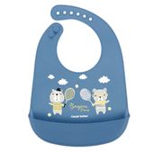 CANPOL Śliniak silikonowy, wodoodporny z kieszonką niebieski