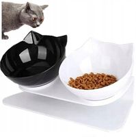 PODWÓJNA MISKA DLA KOTA PSA NA STOJAKU Z PODSTAWKĄ NA POKARM ZESTAW MISEK