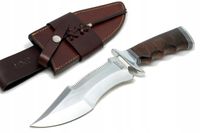 Nóż myśliwski BOWIE ręcznie wykonany stal D2 drewno BURL skórzane etui 5060