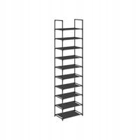 Pojemna wąska szafka na buty materiałowa półka x 10 modułowa czarna 173 cm