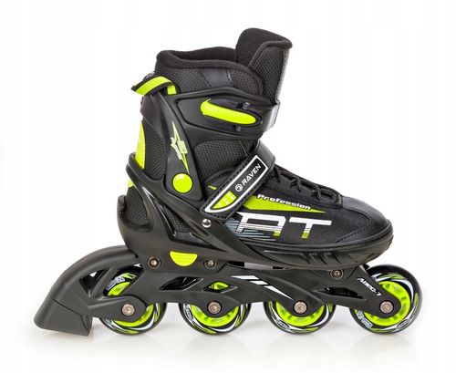 Rolki Regulowane RAVEN Profession Black/Lime 35-39 Kauczuk na Arena.pl