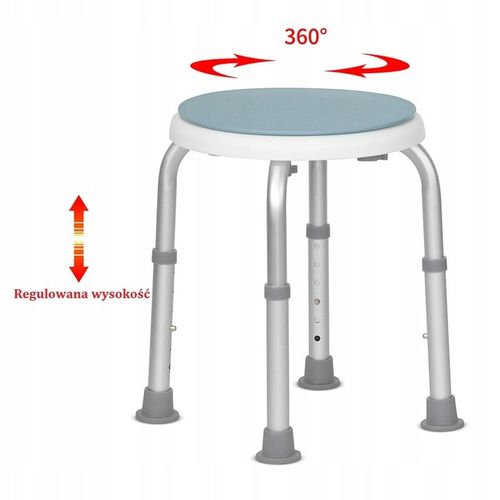 KRZESŁO POD PRZYSZNIC OBROTOWE TABORET OKRĄGŁY STOŁEK DO WANNY DLA SENIORA na Arena.pl
