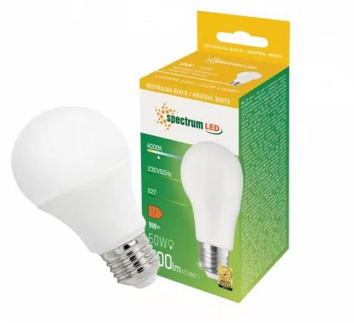 Żarówka LED GLS E27 kulka 9W NW Spectrum WOJ+14611 SPECTRUM LED zdjęcie 1