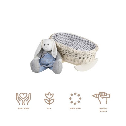 Bujane ŁÓŻECZKO KOŁYSKA Z WIKLINY DLA LALEK Z POŚCIELĄ 46X28 H 20/25 CM uniwersalny na Arena.pl