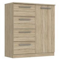 Emaga KOMODA SZAFKA LARO 1D4S DRZWI 4 SZUFLADY DĄB SONOMA