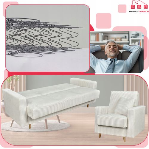 Zestaw mebli wypoczynkowy Rene wersalka kanapa fotele Bonell Family Meble na Arena.pl