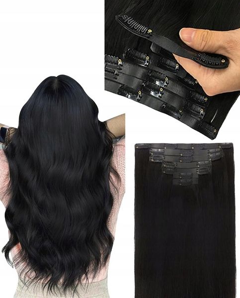 DOCZEPIANE WŁOSY Clip In Jak Naturalne Dopinki Proste Długie 6 Taśm 60 cm zdjęcie 14