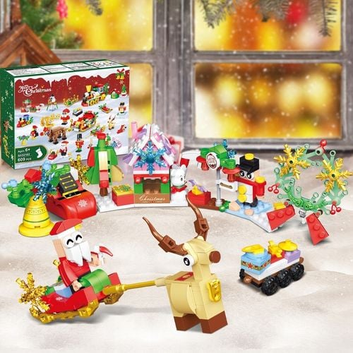 KALENDARZ ADWENTOWY DLA DZIECI KLOCKI ŚWIĄTECZNE 50w1 MIKOLAJ FIGURKA 609el na Arena.pl