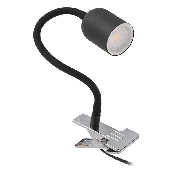 Lampka nocna z klipsem tuba Top 4561 TK Lighting metalowa czarna zdjęcie 1