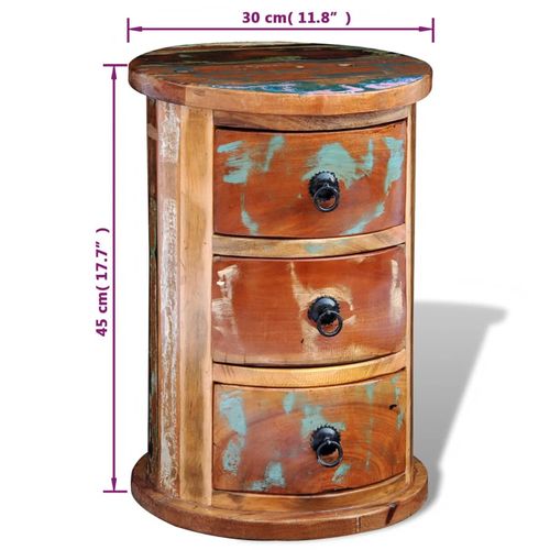 Okrągła szafka z drewna odzyskanego z 3 szufladami na Arena.pl