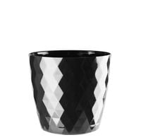 Doniczka osłonka plastikowa CRISTAL 12 cm czarny połysk wzór karo romby