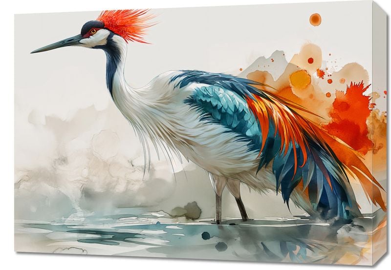 Obraz 70x50cm Żuraw w Akwareli zdjęcie 1