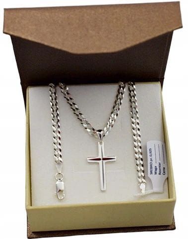 Łańcuszek Męski Srebrny Pancerka 3,80 mm z Krzyżykiem pr 925 Grawer Gratis na Arena.pl