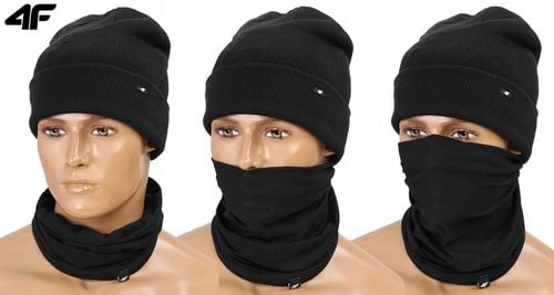 4F KOMPLET CZAPKA MĘSKA DAMSKA + KOMIN CHUSTA SZAL JESIENNY ZIMOWY KZ09 na Arena.pl