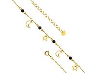 Delikatna pozłacana srebrna bransoletka na nogę księżyc moon gwiazdka stars cyrkonie srebro 925 Z1656XG