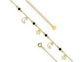 Delikatna pozłacana srebrna bransoletka na nogę księżyc moon gwiazdka stars cyrkonie srebro 925 Z1656XG