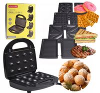 OPIEKACZ UNIWERSALNY 5w1 ORZESZKI PĄCZKI KANAPKI GOFRY GRILL MOCNY KAMILLE