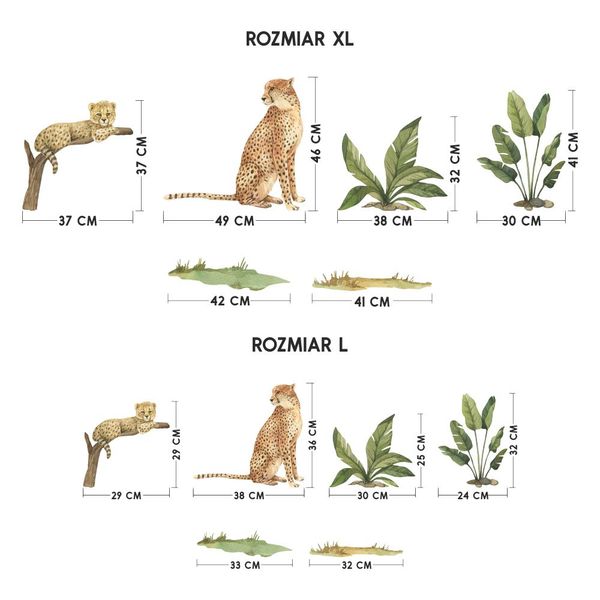Naklejki Zestaw Gepardy DK431 L zdjęcie 3