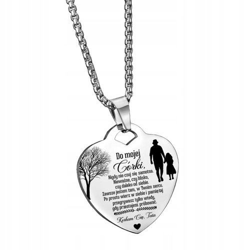 Łańcuszek ZAWIESZKA Serce Srebrny NASZYJNIK Dla CÓRKI od Taty GRAWER BOX na Arena.pl