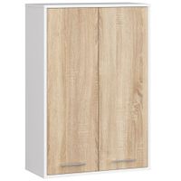 Szafka wisząca łazienkowa FIN 64 cm 2 drzwi 4 półki pojemna - biała sonoma