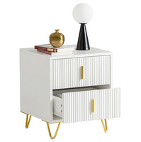 Stolik nocny do sypialni szafka kanapowa biała złote nogi glamour