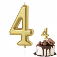 ŚWIECZKA URODZINOWA CYFERKA 4 ZŁOTA METALICZNA CYFRA NA IMPREZĘ URODZINOWĄ