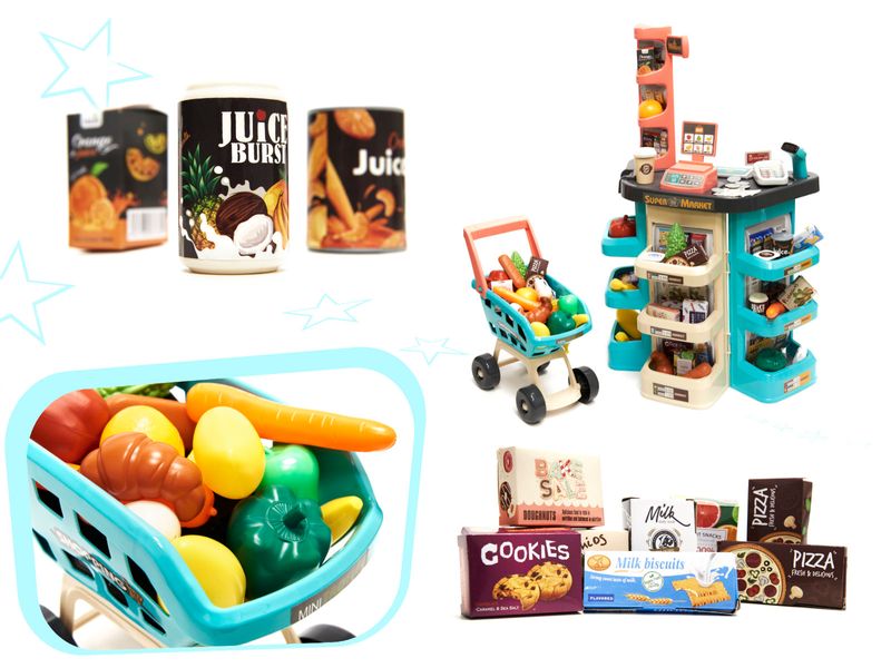 Supermarket sklep kasa fiskalna + wózek miętowy zdjęcie 11