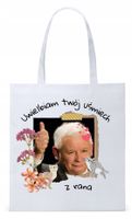 Śmieszny Pis Kaczyński Torba Eco Biała Shopper Z Nadrukiem Ze Zdjęciem