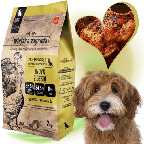 sucha karma dla psa indyk z gęsiną m 2kg wiejska zagroda hipoalergiczna na Arena.pl