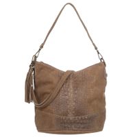 VERA PELLE torebka damska zamszowa listonoszka z frędzelkiem V479 taupe