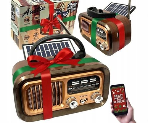 Retropolis AUSTIN Vintage Radio Retro Solar USB microSD Bluetooth na Arena.pl