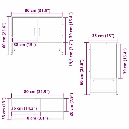 Szafka pod umywalkę z półką Czarny dąb 80 x 30 x 60 cm na Arena.pl