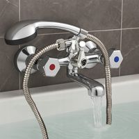 BATERIA WANNOWA PRYSZNICOWA ŚCIENNA KRAN WANNOWO PRYSZNICOWA ZESTAW CHROM