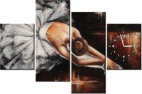 120CM 80CM ZEGAR 4 ELEM BALETNICA OBRAZ ŚCIENNY