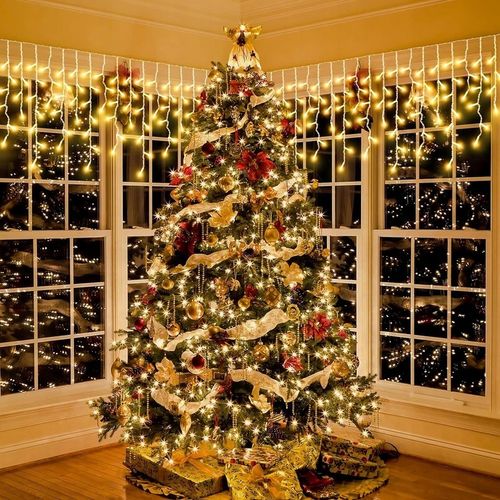 LAMPKI KURTYNA GĘSTE SOPLE CIEPŁO BIAŁE 1000 LED 25 m + FLASH ZIMNO BIAŁY na Arena.pl