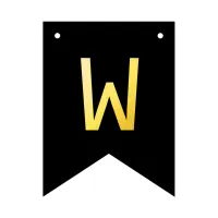 Baner personalizowany czarno-złoty litera W