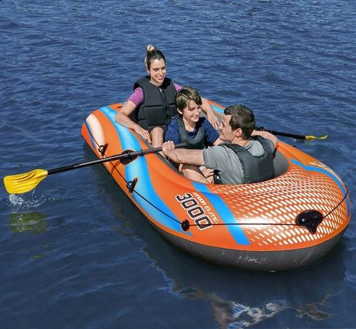 BESTWAY dmuchany PONTON 246 x 122 cm + 2 WIOSŁA + POMPKA + ŁATKA NAPRAWCZA na Arena.pl