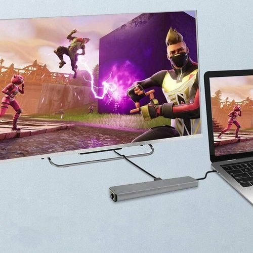 HUB USB C 3.0 8W1 ADAPTER PRZEJŚCIÓWKA PORT HDMI 4K KARTA SD LAN WTYK RJ45 na Arena.pl