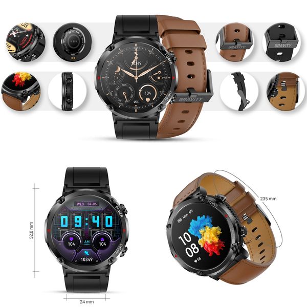 smartwatch gravity gt21-4 + czarny pasek silikonowy zdjęcie 11