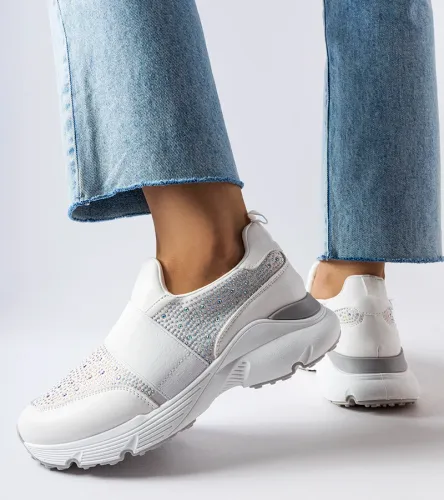 Białe sneakersy z cyrkoniami Algiso 36 na Arena.pl