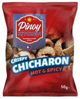 Chicharon Hot & Spicy, chrupki mięsne, skórki wieprzowe o smaku ostrego chili 50g - Pinoy Kitchen