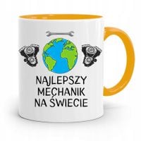 Kubek Żółty Prezent Mechanika Najlepszy Mechanik Z Nadrukiem Ze Zdjęciem