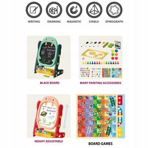 DUŻA TABLICA DWUSTRONNA KREATYWNA ZESTAW MAŁY ARYSTA + AKCESORIA WOOPIE na Arena.pl