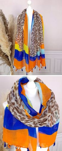 PAREO CHUSTA PLAŻOWA FRĘDZLE narzutka tunika SZAL W PANTERKĘ - modne KOLORY na Arena.pl