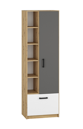 Regał Młodzieżowy 1D1SZ 60 cm Artisan + Biel + Antracyt FINKS ML na Arena.pl