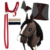 Zestaw Skippi Hobby Horse gniady + derka szaro-brązowa + kantar czerwony