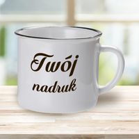 Kubek ceramiczny, emaliowany z czarnym rantem z Twoim nadrukiem