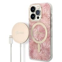 Zestaw Guess GUBPP14LHJEACSP Case+ Charger iPhone 14 Pro 6,1" różowy/pink