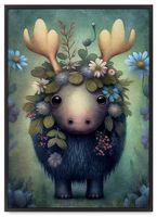 Plakat dla dziecka obrazki dziecięce łoś 50x70 cm w czarnej ramie