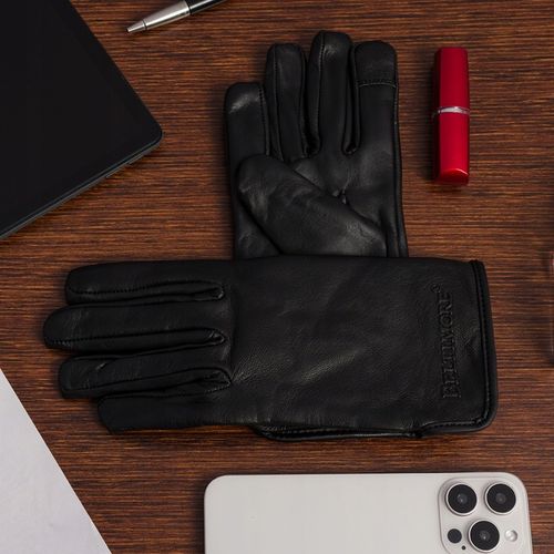 Rękawiczki skórzane damskie polar miś dotykowe pięciopalczaste na Arena.pl